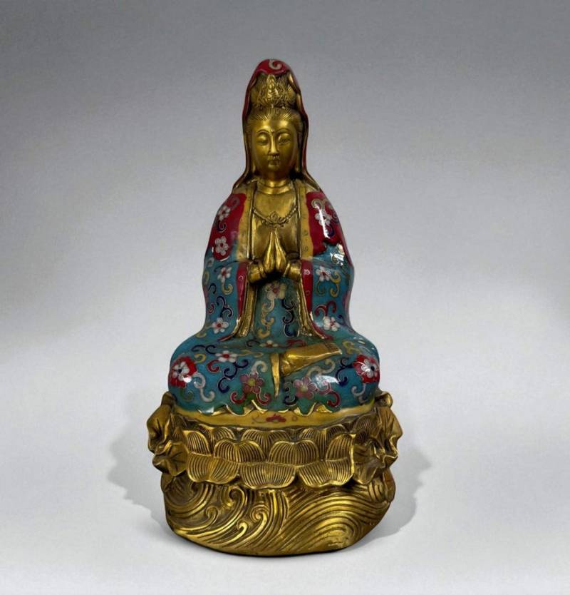 Asien LifeStyle Buddhafigur Guanyin Bodhisattva Figur China – Bronze Cloisonné Kunst von Asien LifeStyle