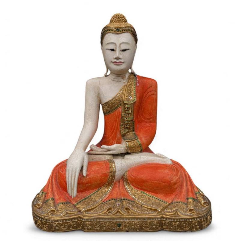 Asien LifeStyle Buddhafigur Holz Buddha Statue Thailand Skulptur 90 cm groß von Asien LifeStyle