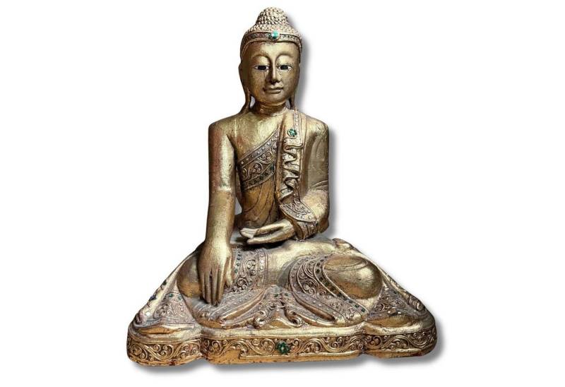 Asien LifeStyle Buddhafigur Holz Buddha Statue Thailand blattvergoldet 44,5cm von Asien LifeStyle