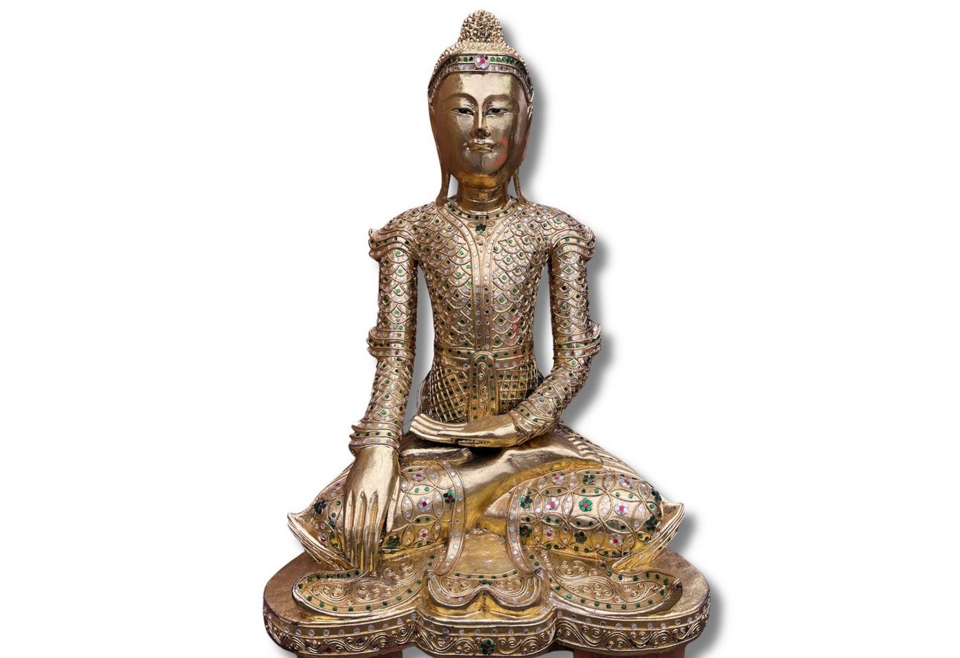 Asien LifeStyle Buddhafigur Holz Buddha Statue Thailand blattvergoldet von Asien LifeStyle