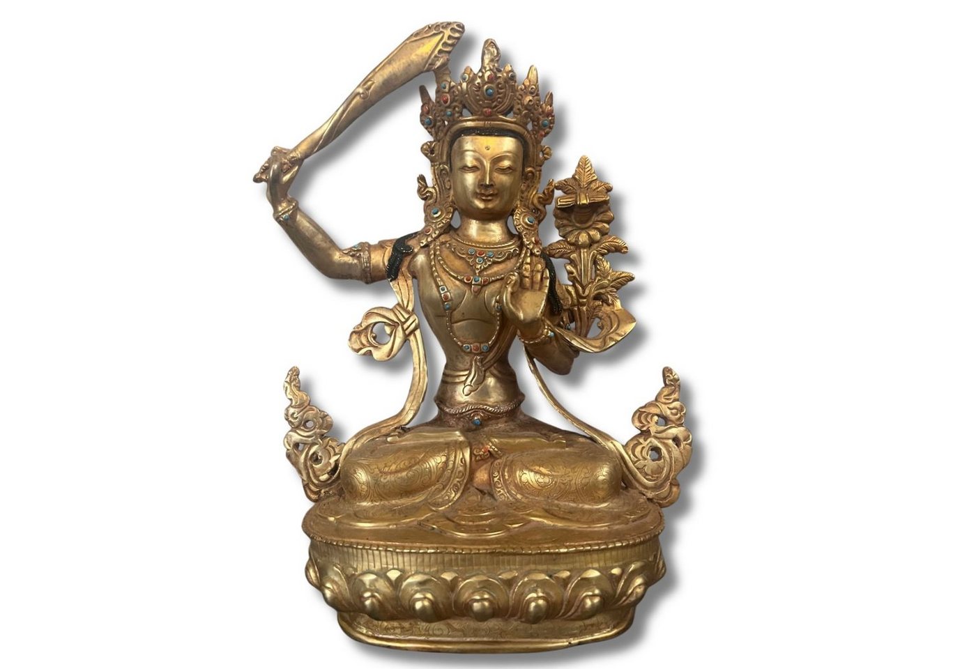 Asien LifeStyle Buddhafigur Manjushri Buddha Figur feuervergoldet Bronze Skulptur Himalaya von Asien LifeStyle