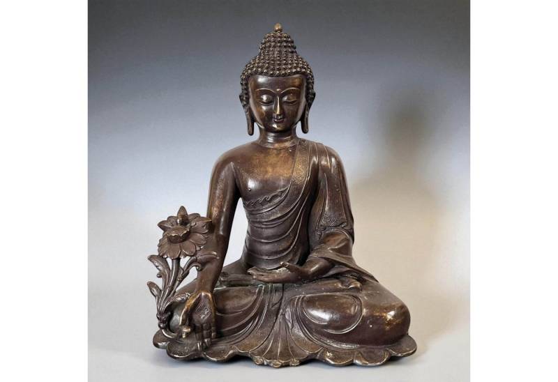 Asien LifeStyle Buddhafigur Medizin Buddha Figur Bronze Nepal Skulptur 36 cm groß von Asien LifeStyle