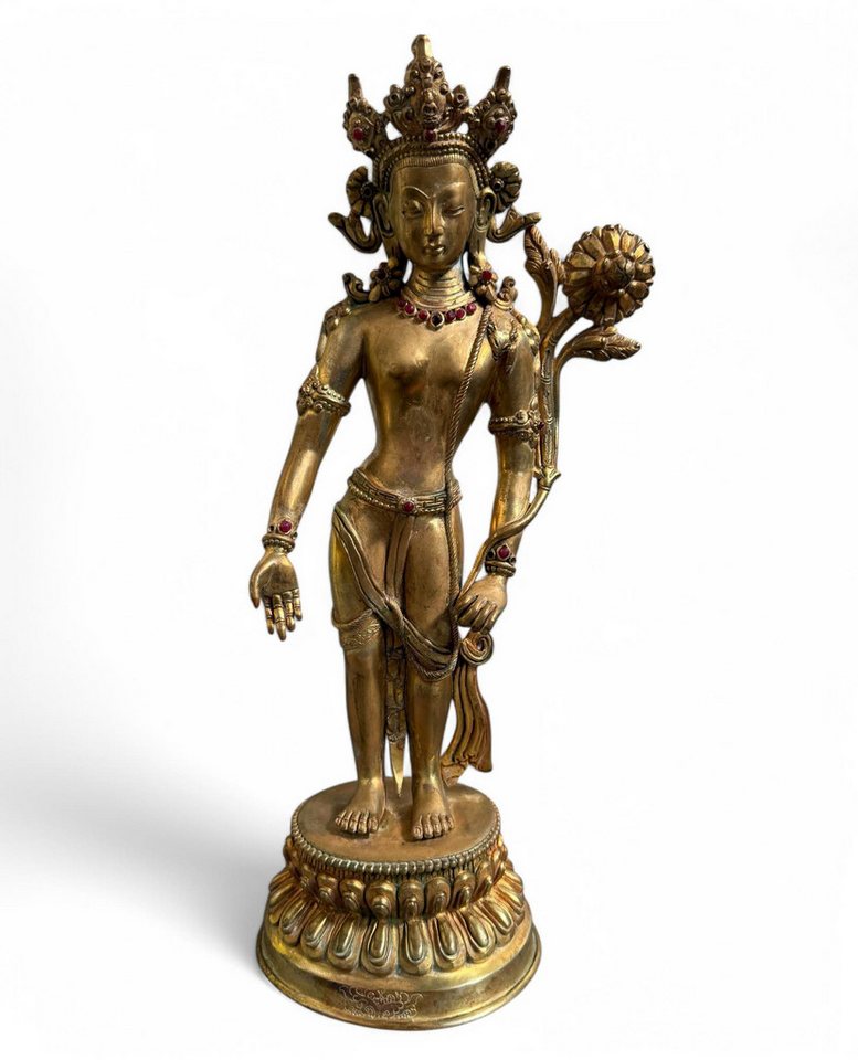 Asien LifeStyle Buddhafigur Padmapani Bronze Statue Nepal Skulptur vergoldet 37 cm groß von Asien LifeStyle