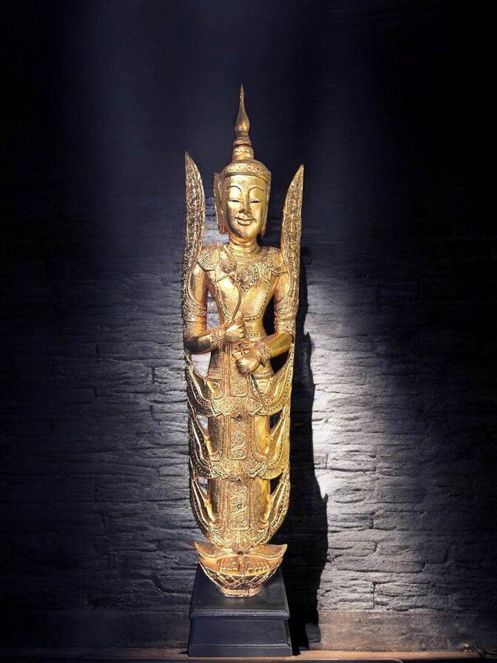 Asien LifeStyle Buddhafigur Thailändischer Tempelwächter Teppanom Holz Skulptur 170cm von Asien LifeStyle