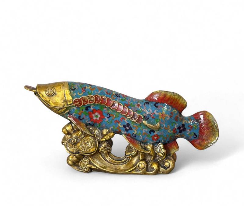 Asien LifeStyle Dekoobjekt Koifisch Bronze Skulptur Cloisonne Figur Reichtumssymbol von Asien LifeStyle