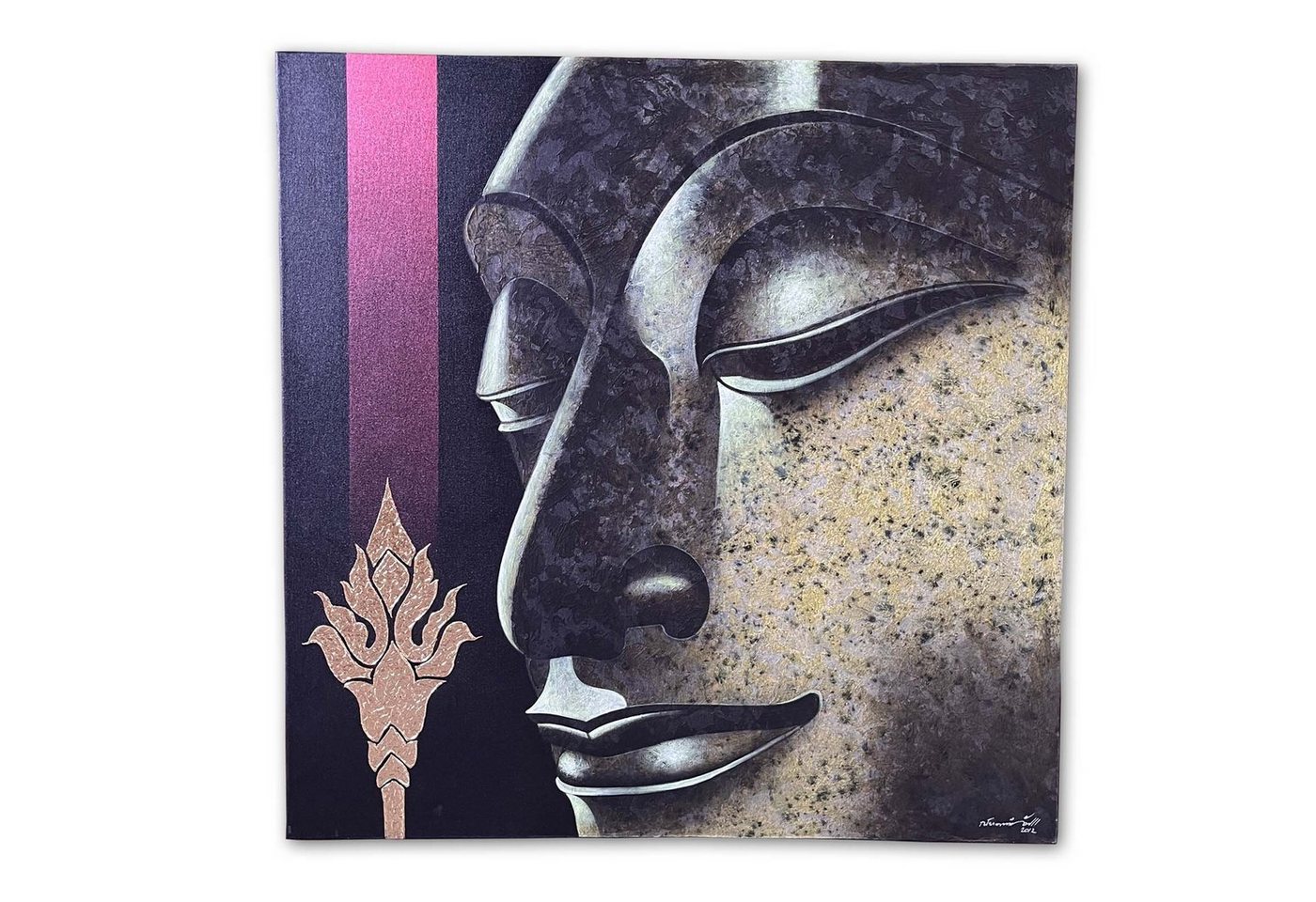Asien LifeStyle Leinwandbild Buddha Bild Acryl Wandbild auf Leinwand 1x1m von Asien LifeStyle