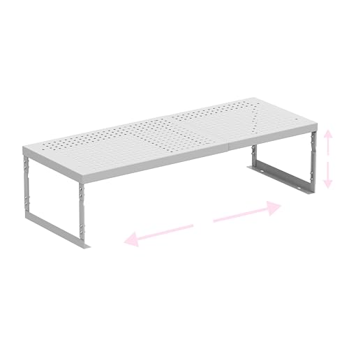 Asiingkel Stapelbarer, erweiterbarer Metallregal-Organizer – verstellbares Drahtregal mit Löchern für Küche, Bad, Schrank, Büro – platzsparend, langlebiges und stabiles Design (1 Packung/mittel/weiß) von Asiingkel