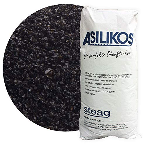 Schicker Mineral – 25 kg Asilikos Strahlmittel aus Aluminiumschlacke – Strahlgut für effektives Sandstrahlen – mineralischer Strahlsand mit stark abrasiver Wirkung (Ø Körnung: 0,25-1,4 mm) von Asilikos