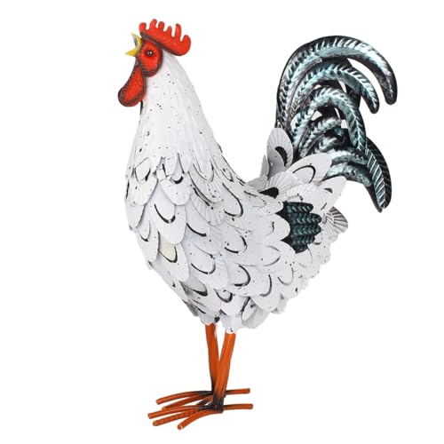 Asinfter Dekorative Stehende Tierskulptur Aus Metall mit Huhn für die Dekoration Von Hinterhof, Terrasse, Küche und Rasen von Asinfter