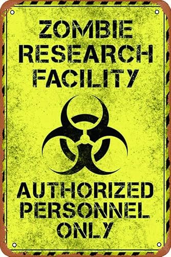 Metall-Blechschild mit Aufschrift "Zombie Research Facility Authorized Personnel Only", 20,3 x 30,5 cm von Asioadwna