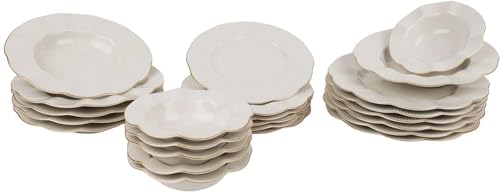 Asir Dinerset (24 Stuks). 100% PORSELEIN Serveerbord: 22 x 22 x 2 (6 Stuks) Bord: 20 x 20 x 3 cm (6 Stuks) Schaal: 14 x 14 x 5 cm / 210 cc (6 Stuks) Dessertbord: 18 x 18 x 2 cm (6 stuks) von Dose of Modern