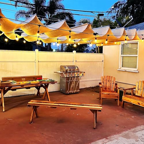 Asiwnshw Einziehbare wasserdichte Wellenmarkis -Abdeckung mit LED -Leuchtstreifen, Außenschatten -Segel -Ersatz -Pergola -Markise für Gärten -Terrassendecke und Pavillons(5'x36') von Asiwnshw
