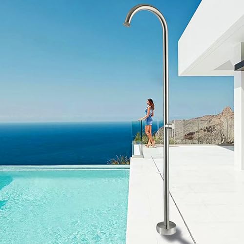Asiwnshw Freistehende Außendusche in Silber, Außenduschen für Garten, Pool und Strand, Gartenduschvorrichtungen mit Regenduschkopf und Handbrause, Duschen am Pool von Asiwnshw