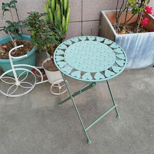 Asiwnshw Klappbare Beistelltische für den Außenbereich, runder Beistelltisch aus Metall mit Blumenausschnitten, wetterbeständiger Bistrotisch für die Terrasse, tragbare Picknicktische von Asiwnshw
