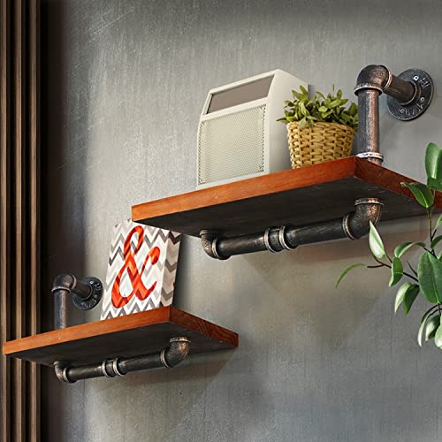Asiwnshw Set mit 2 schwebenden Regalen, rustikalen Holzregalen, Wandregal, Pflanzen für Badezimmer, Schlafzimmer, Wohnzimmer, Büro von Asiwnshw