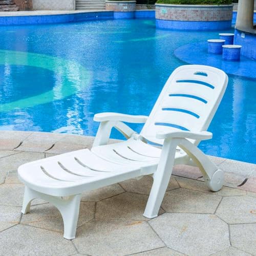 Asiwnshw Terrassen-Loungestühle, klappbarer Chaiselongue-Stuhl für den Außenbereich, verstellbare Chaiselongue mit Rollen, Strandstuhl-Liegestuhl für den Garten am Pool zu Hause von Asiwnshw