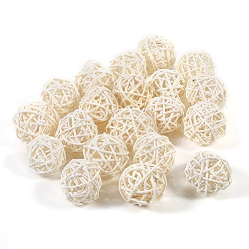 Asixx Rattan Ball, 5 Farben 20 Stücke Dekorative Rattan Bälle Ornamente Hochzeit Weihnachten Geburtstag Partydekorationen wohnkultur rustikalen Party Rattan Bälle(Weiß) von Asixx