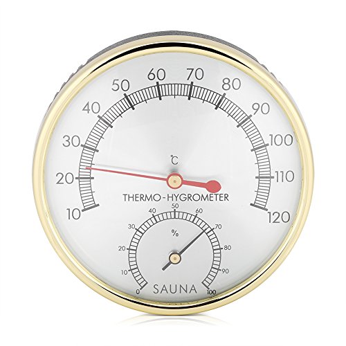 Asixx Sauna Thermohygrometer, Saunathermometer Saunahygrometer aus Metall für Temperatur von 10 ℃ -120 ℃ und Feuchtigkeitsbereich von 0% -100% von Asixx