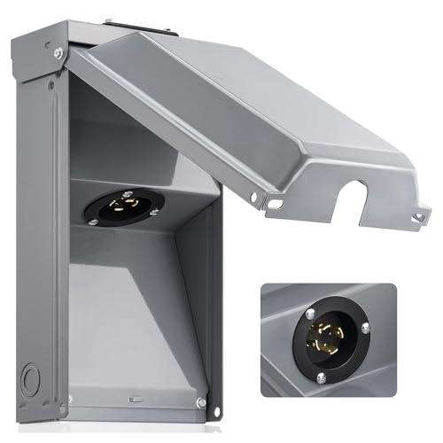 Asixxsix 30-Ampere-Generator-Einlassbox, 7500W-Generatorbox für Wohnmobilanhänger Wohnmobil-Elektroauto-Generator, Kompatibel mit 6-12 AWG-Drähten, Wasserdichtem Außengebrauch Asixxsix 30-Ampere-Generator-Einlassbox, 7500W-Generatorbox für Wohnmobilanhänger Wohnmobil-Elektroauto-Generator, Kompatibel mit 6-12 AWG-Drähten, Wasserdichtem Außengebrauch von Asixxsix