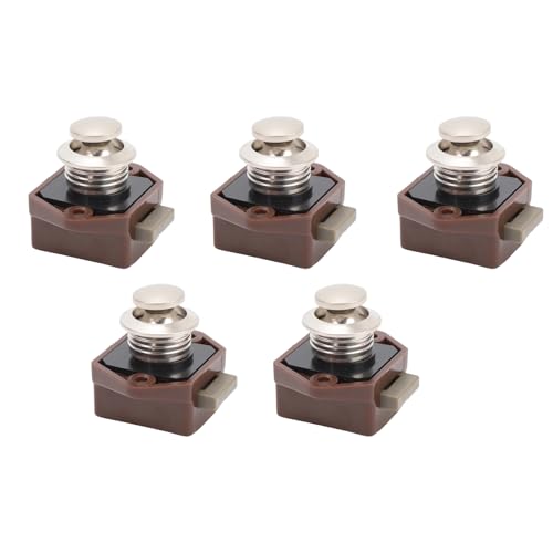 Asixxsix 5 PCs Druckknopfverriegelungstür Fang Schlüsselllose Schrankschlösser für Wohnmobilyachts Wohnmobil Camavan Push Taste Schrankknopf (Braune Perle ni) von Asixxsix