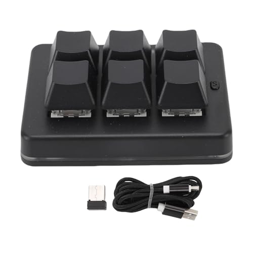 Asixxsix 6 Taste Gaming -Tastatur, Bluetooth Wireless USB Customized Programmierbares Makrotastatur, EIN Handmechanmechanik -Tastatur, Programmierbare DIY -Tastatur für PC -Spieler von Asixxsix