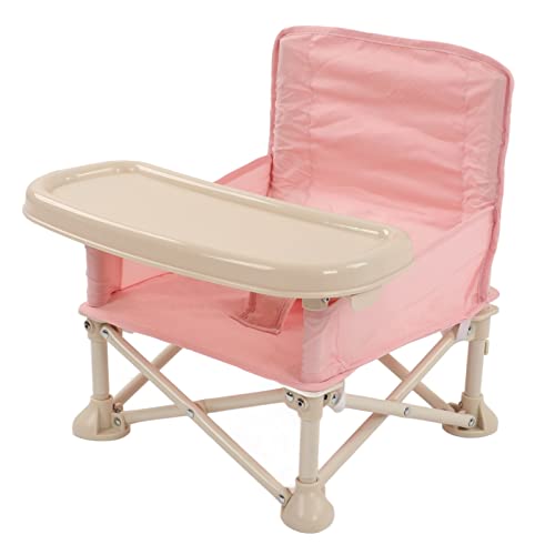 Asixxsix Baby Booster Seat, Zusammenklappbarer Tragbarer Baby Booster Chair mit Abnehmbarem Tablett Sicherheitsgurt Reisehochstuhl mit Tragetasche Indoor für Outdoor Camping Picknicks Strand(Rosa) von Asixxsix