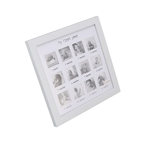 Asixxsix Baby First Year Photo Frame, Stabiler und zuverlässiger 12 Monate Baby Keepsake Bilderrahmen mit Haken und Stützfüßen, 9.8 x 0.7in Baby Growth Record Collage Photo Frame von Asixxsix