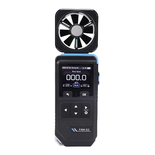 Asixxsix Digitales Anemometer mit Ventilator, Handheld Windgeschwindigkeits- und Temperaturmessgerät mit 2 Zoll Farbdisplay-Bildschirm, 5 Einheiten, Auto Power Off USB von Asixxsix