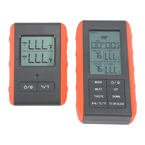 Asixxsix Digitales Fleischthermometer, Kabelloses Grill-Lebensmittelthermometer mit Zwei Sonden, HTN-Display, Sofort Ablesbares Grill-Temperaturfühler-Thermometer mit Temperaturalarm von Asixxsix