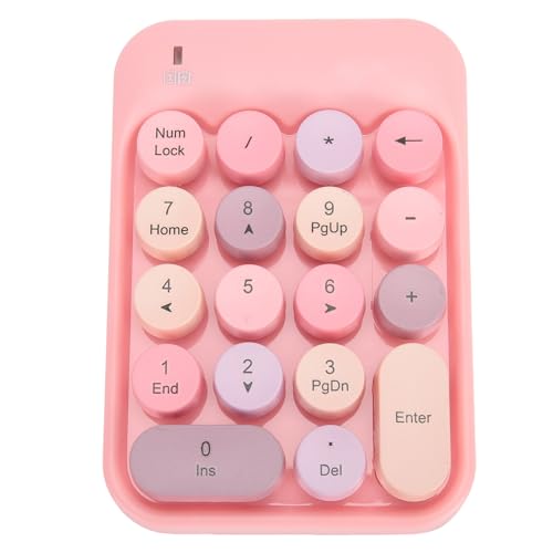 Asixxsix Drahtlose Zahlenpads, 18 Tasten Numerische Tastatur Numpad, 2,4 GHz Wireless Financial Accounting Numerische Tastatur für Office -Desktop -Computer -Laptops Notebook (PINK) von Asixxsix