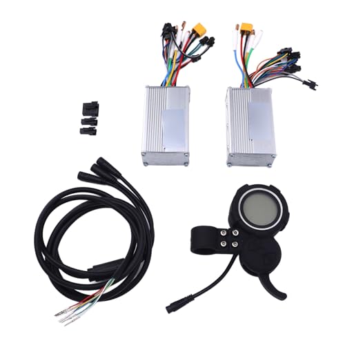 Asixxsix E Bike Controller, 48 V 25A 1200W Dual Drive Bike Motor Kit, Aluminium Bürstenloser Motor Controller mit Anzeigemesser Zentraler Steuerkabelbaum für Elektrofahrradroller von Asixxsix