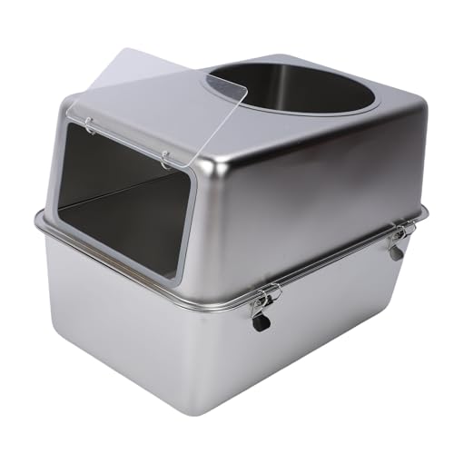 Asixxsix Edelstahlkatze Katzentoilette mit Deckel, Geschlossener Metallkitty -Katzentoilette mit Hohem Seitentuch und Schaufel für Große Katzen und Multi -Katzen -Haushalt Asixxsix Edelstahlkatze Katzentoilette mit Deckel, Geschlossener Metallkitty -Katzentoilette mit Hohem Seitentuch und Schaufel für Große Katzen und Multi -Katzen -Haushalt von Asixxsix