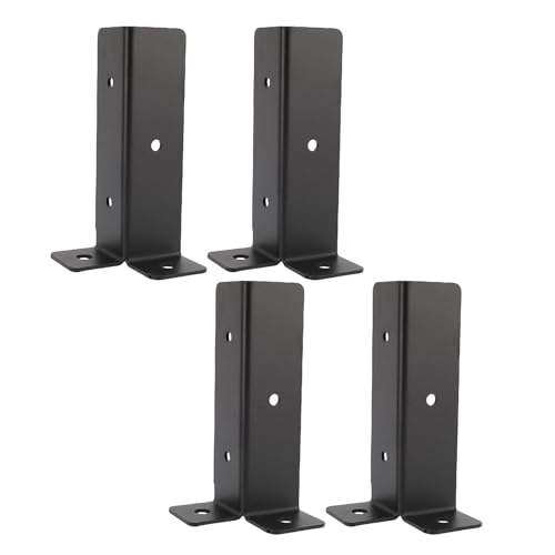 Asixxsix Einstellbare Deck nach Ankerbasisklammern, 4pcs Heavy Duty Metal Reversible Halbsäule Postbasis mit Vorgeborenen Löchern Passen zu 1,5x1.5, 2x2, 2x4, 4x4 Pfosten für Holzzaun von Asixxsix
