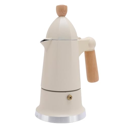 Asixxsix Espressomaschine für den Herd, 3 Tassen, Mokkakanne, Kaffeemaschine aus Aluminiumlegierung, italienische Kaffeemaschine für Camping, Heimgebrauch (WHITE) von Asixxsix