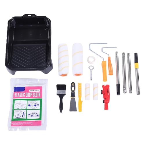 Asixxsix Farbroller-Set mit Verlängerungsstange, Farbroller-Pinsel-Set mit Farbwanne und 30–113 cm Verlängerungsstange, professionelles Malerzubehör für Wände, Decken und Innenräume von Asixxsix