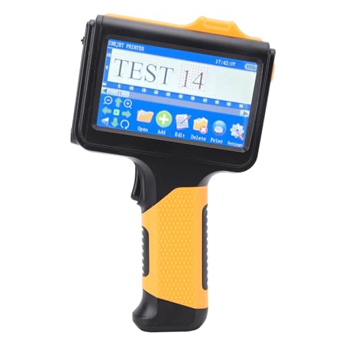Asixxsix Handheld-Tintenstrahldrucker, 600dpi Tragbarer Handdrucker mit 42ml Tintenpatrone 4.3Zoll LCD Touchscreen Datumscode-Drucker für Text Barcode Logo QR Code (Unterstützt 25 Sprachen) von Asixxsix