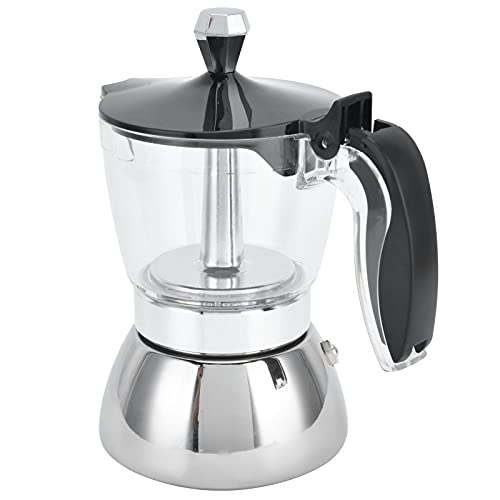 Asixxsix Kaffeemaschine aus Edelstahl, Moka-kanne für Herde, Espressomaschin-MIT-Transparentem-Design, Espressomaschine für 4 TASSE für Cappuccino-Ade Latte für Zuhause und Camping und Camping und Asixxsix Kaffeemaschine aus Edelstahl, Moka-kanne für Herde, Espressomaschin-MIT-Transparentem-Design, Espressomaschine für 4 TASSE für Cappuccino-Ade Latte für Zuhause und Camping und Camping und von Asixxsix