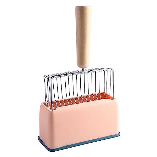 Asixxsix Katzenklo-Schaufel, Kitty Metall-Schaufel mit Halter, Langer Griff, ergonomische Tiefe Schaufel Hochleistungs-Katzenklo-Schaufel geeignet für Katzenklo, leicht zu reinigen (PINK) von Asixxsix