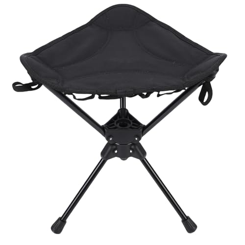 Asixxsix Klapper Campinghocker, 360 Grad Rotierender Tragbarer Klapphocker, Leichter Dreieckiger Tragbarer Außenstuhl, Stativsitz Im Freien, Fischereistuhl Zum Wanderfischen Grill (Black) von Asixxsix