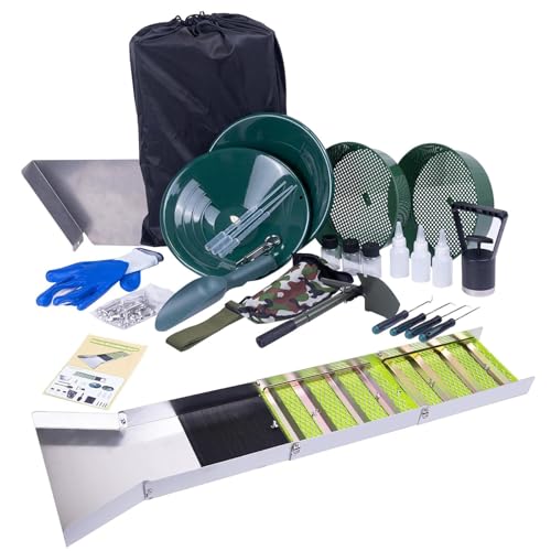 Asixxsix Komplettes Gold Mining -Kit, Goldene Ausrüstungsgeräte mit 50 -Zoll -Klapp -Schleuderbox, Aluminiumlegierung Gold Mining -Geräte mit Pfannen, Siebe, für Anfänger und Enthusiasten Asixxsix Komplettes Gold Mining -Kit, Goldene Ausrüstungsgeräte mit 50 -Zoll -Klapp -Schleuderbox, Aluminiumlegierung Gold Mining -Geräte mit Pfannen, Siebe, für Anfänger und Enthusiasten von Asixxsix