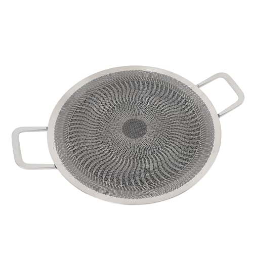 Asixxsix Koreanische Grillpfanne, runde traditionelle koreanische BBQ-Grillpfanne aus Edelstahl, tragbare BBQ-Grillplatte mit Antihaftbeschichtung, für Herde zu Hause (34 cm) von Asixxsix