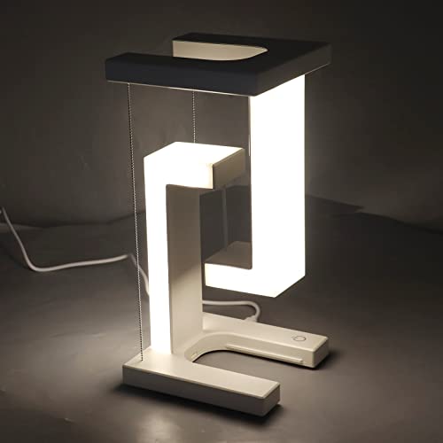Asixxsix Magnetische Levitation Schreibtischlampe, 3 Stufen stufenlos dimmbar Levitating Anti-Schwerkraft-Tischlampe Touch Control LED-Schreibtischlampe für Schlafzimmer Studie Büro (weiß) von Asixxsix