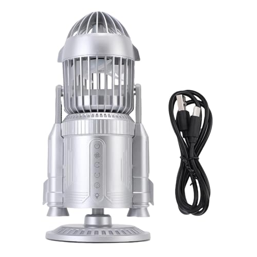Asixxsix Mist Spray Desk Lüfter, 5000 U/Min Kleiner Leiser Turbinenkühlungslüfter in Timer, 12 Stunden Laufzeit, 360 -Grad -Rotatable Dynamic LED Effects Kühlungstischlüfter für von Asixxsix