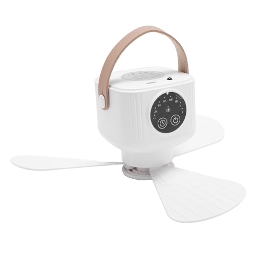 Asixxsix Multifunktionaler Lichtdecke -Lüfter, Wiederaufladbare Batteriebetriebene Fernbedienung Tragbarer Lüfter mit Aromatherapie Box, für Camping Im Freien Im Freien Kinderzimmer (WHITE) von Asixxsix