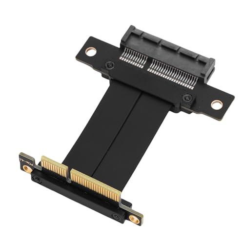 Asixxsix PCIe 4.0 X4 Riser-Kabel, 90-Grad-PCI-E 4X-Stecker-auf-Buchse-Verlängerungskabel, PCI-e-Extender-Adapter, 8-Gbit/s-Gen-4-GPU-Grafikkarten-Verlängerungskabel (5cm) von Asixxsix
