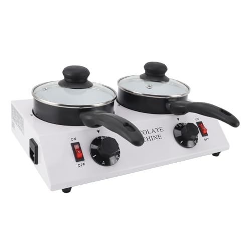 Asixxsix Schokoladenschmelzmaschine, 2 Kg Kapazität Handbuch Schokoladentemperaturtopf mit Dual -Töpfen Temperaturkontrolle für Stammbutter Butter Kaffee Milchweinung Erwärmen (EU -Stecker 220 V) von Asixxsix
