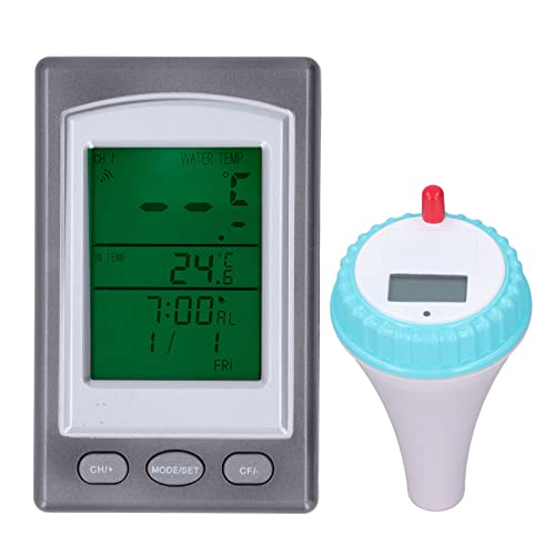 Asixxsix Schwimmendes Pool-Thermometer, Kabelloses, Digitales Pool-Thermometer mit LCD-Anzeige für den Innenbereich, Batteriebetriebene Wasserthermometer, Schwimmend, Leicht Ablesbar von Asixxsix