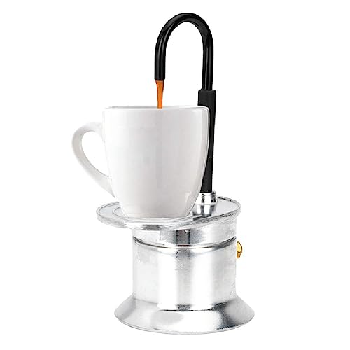 Asixxsix Single Tube Moka Topf, 50ml Mini 1 Cup Moka Topf Aluminiumlegierung Single Auslauf Kochfeld Moka Topf Hitzebeständige italienische Kaffeemaschine für Home Partys Camping und Reisen von Asixxsix