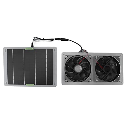 Asixxsix Solar Panel Fan Kit, 100 W 12 V Wasserdichter tragbarer Dual-Abluftventilator Solarbetriebener Dual-Lüfter für kleine Hühnerställe, Gewächshäuser, Tierhäuser,DIY-Kühlungsbelüftungsprojekte von Asixxsix