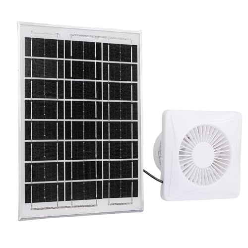 Asixxsix Solarbetriebener Ventilator, 6-W-Solarpanel und 4-Zoll-Ventilator, Wetterfester, Wasserdichter Solar-Abluftventilator für Außengewächshaus, Hühnerstall, Schuppen, Tierhaus von Asixxsix
